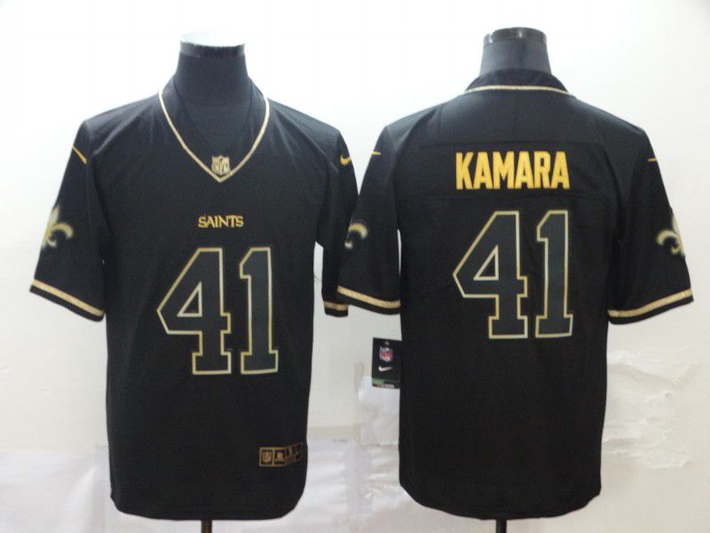 Men New Orleans Saints #41 Kamara Black Retro gold character Nike NFL Jerseys
